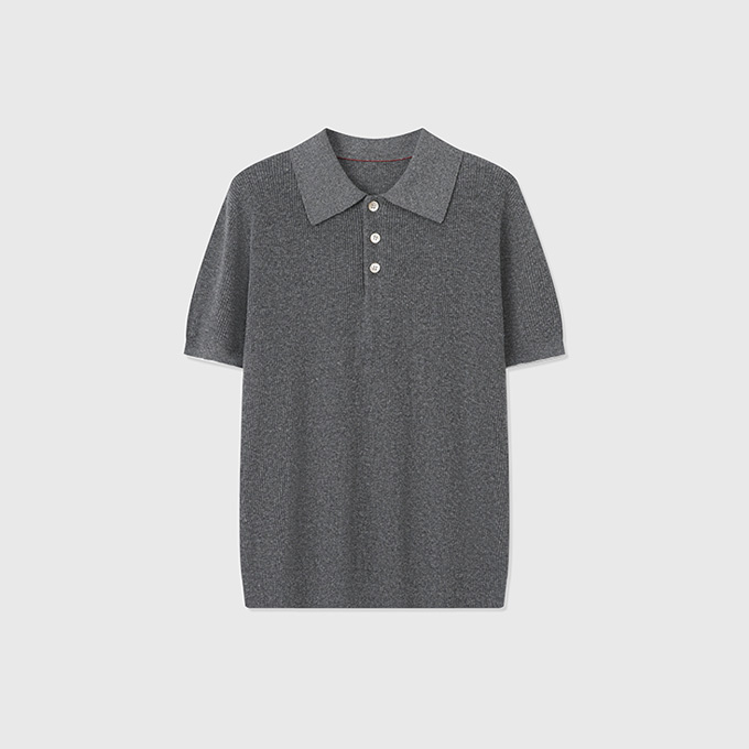 brunello cucinelli english rib cotton linen polo shirt
